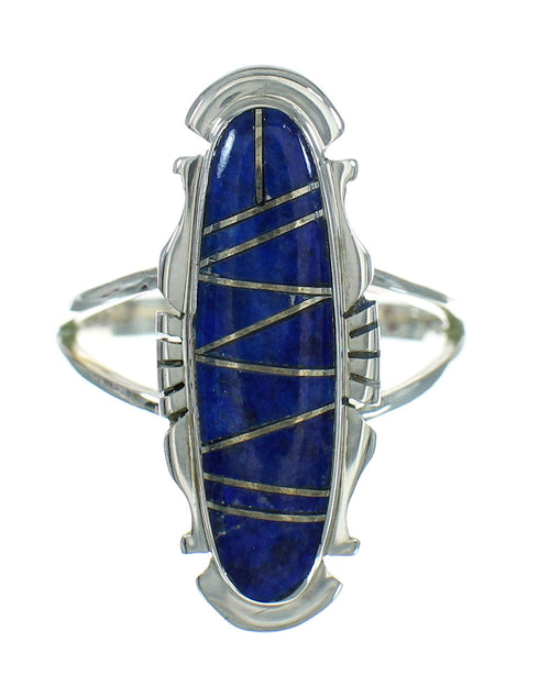 Authentic Sterling Silver Southwest Lapis Inlay Ring Size 5-1/2 YX66938